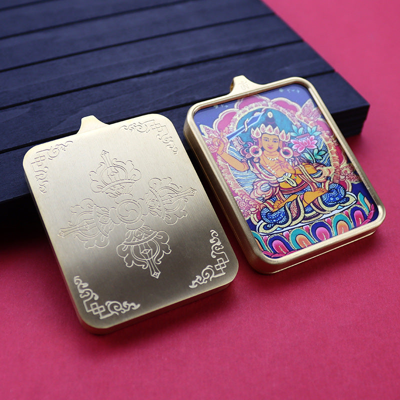 Titanium steel guardian thangka Beautiful Chinese Tibetan pendant necklace