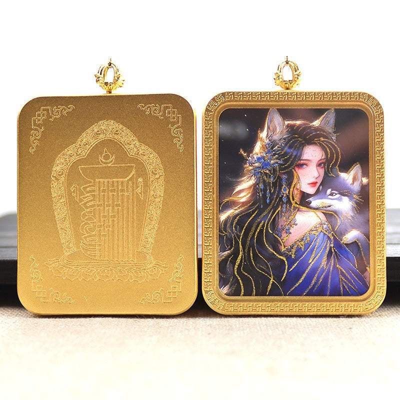 New titanium steel Tibetan thangka pendant necklace