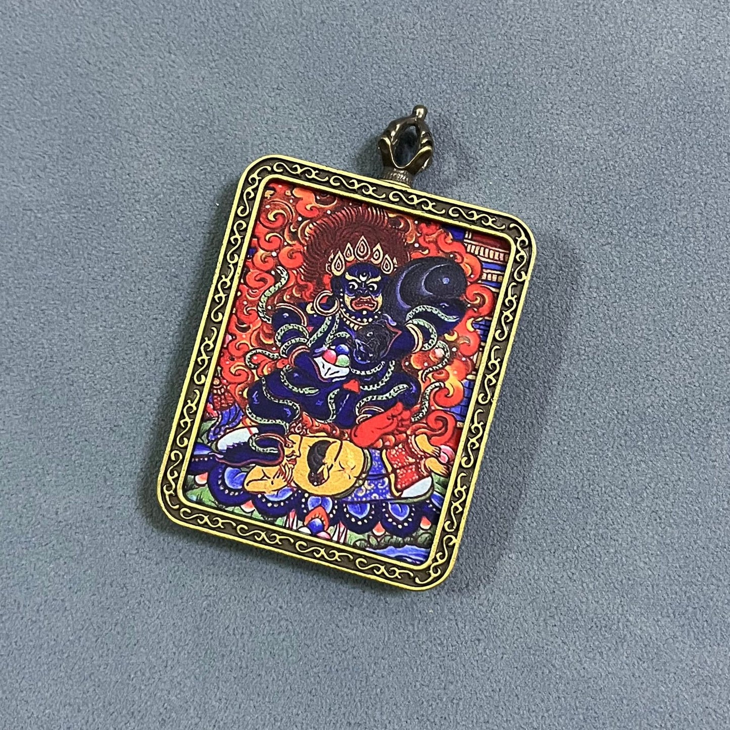 Black God of Wealth Thangka Brings wealth Beautiful pendant necklace Ancient Chinese pure painting art