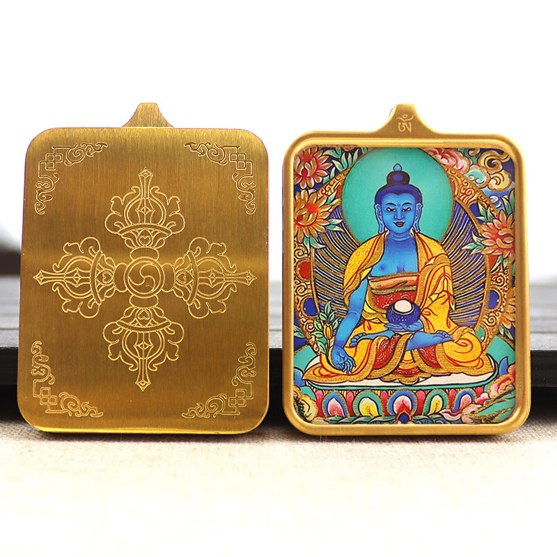 Titanium steel guardian thangka Beautiful Chinese Tibetan pendant necklace
