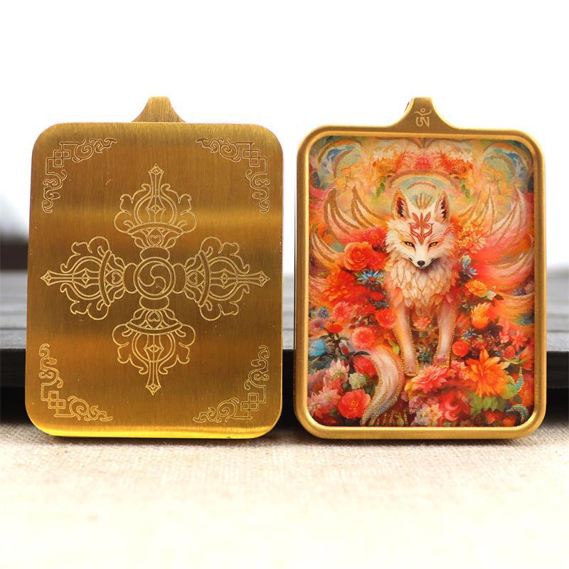 Titanium steel guardian thangka Beautiful Chinese Tibetan pendant necklace