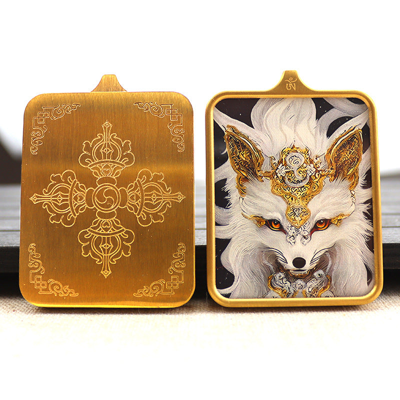 Titanium steel guardian thangka Beautiful Chinese Tibetan pendant necklace