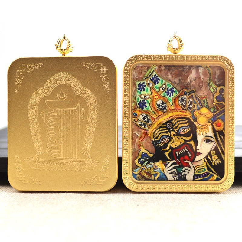 New titanium steel Tibetan thangka pendant necklace