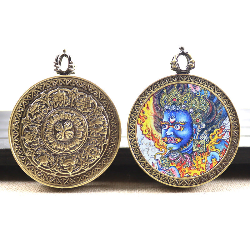 Bronze round thangka pendant