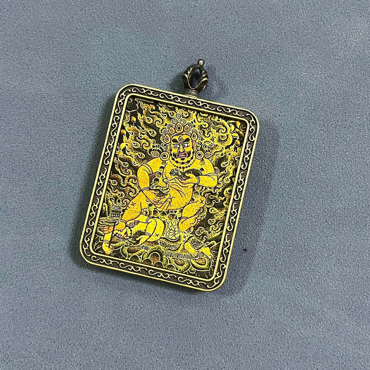 Black God of Wealth Thangka Brings wealth Beautiful pendant necklace Ancient Chinese pure painting art