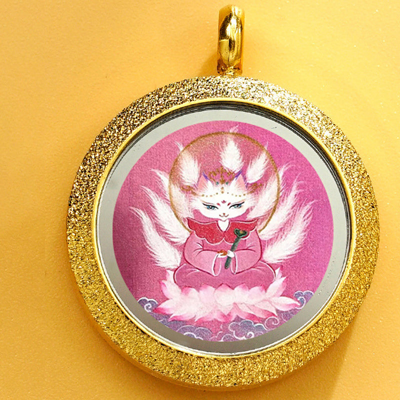Matte Round Small Tangka Pendant Necklace