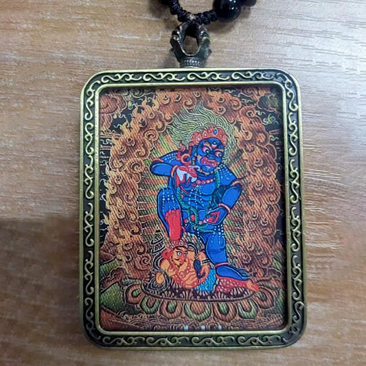 Tibetan Buddhism Intangible Cultural Heritage Thangka Pendant Necklace (Literary Retro Style) 4