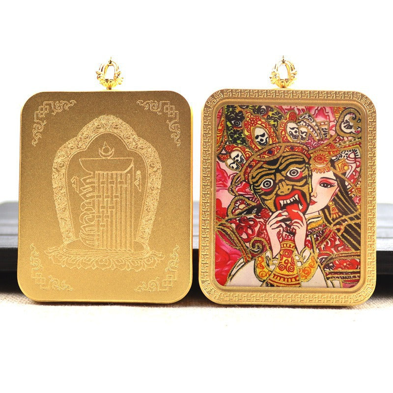New titanium steel Tibetan thangka pendant necklace