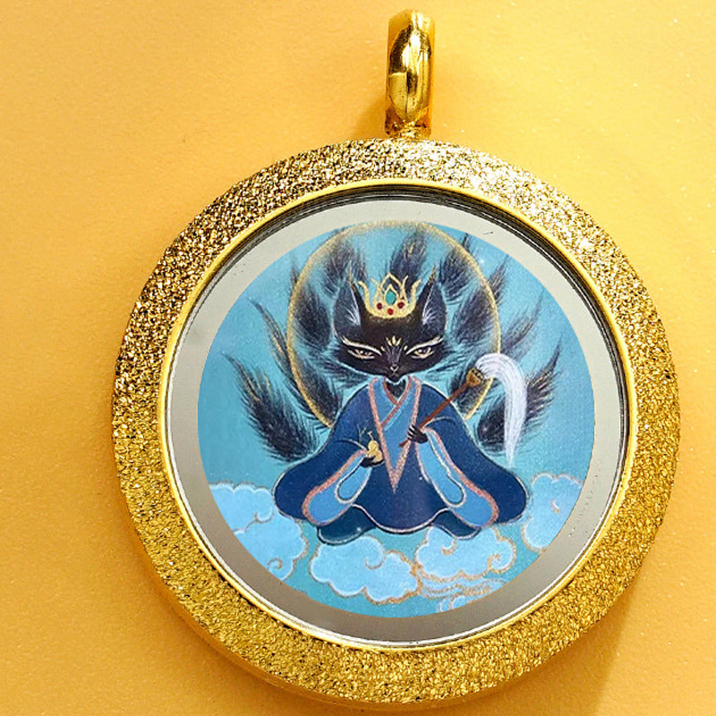Matte Round Small Tangka Pendant Necklace