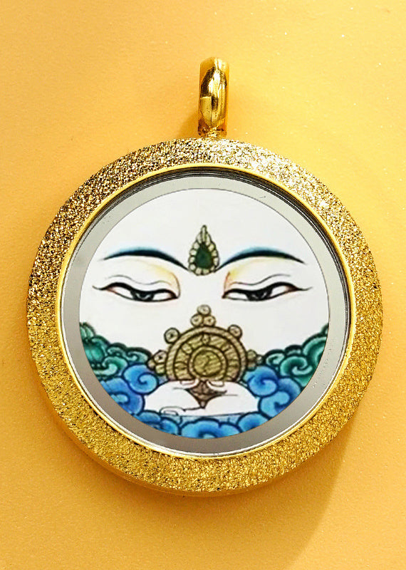 Matte Round Small Tangka Pendant Necklace