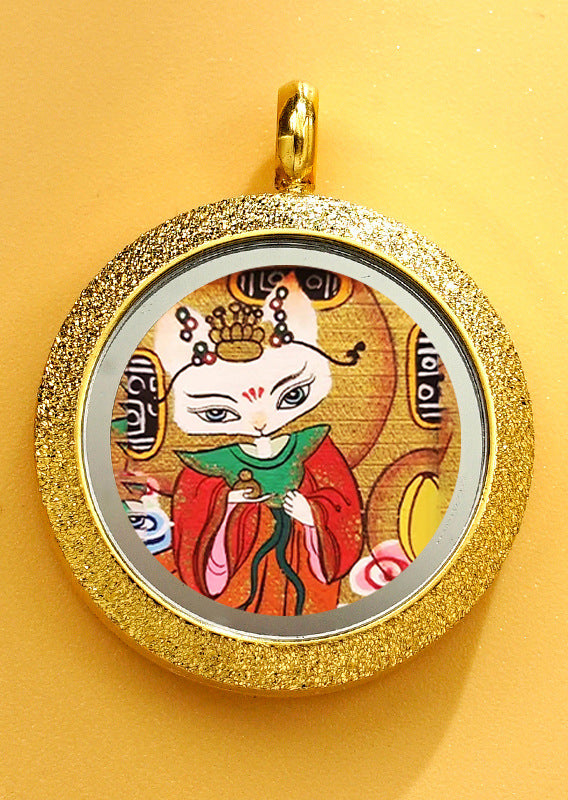 Matte Round Small Tangka Pendant Necklace
