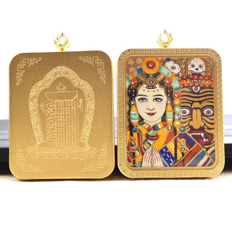 New titanium steel Tibetan thangka pendant necklace