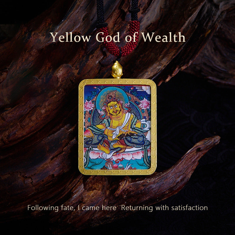 Tibetan gold thangka pendant necklace