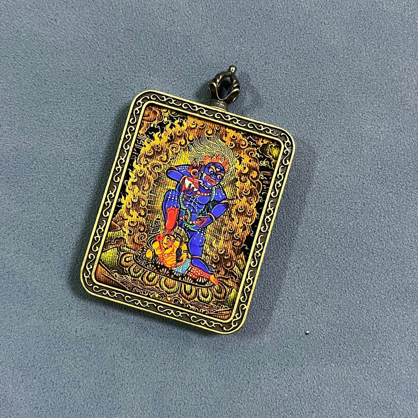 Black God of Wealth Thangka Brings wealth Beautiful pendant necklace Ancient Chinese pure painting art