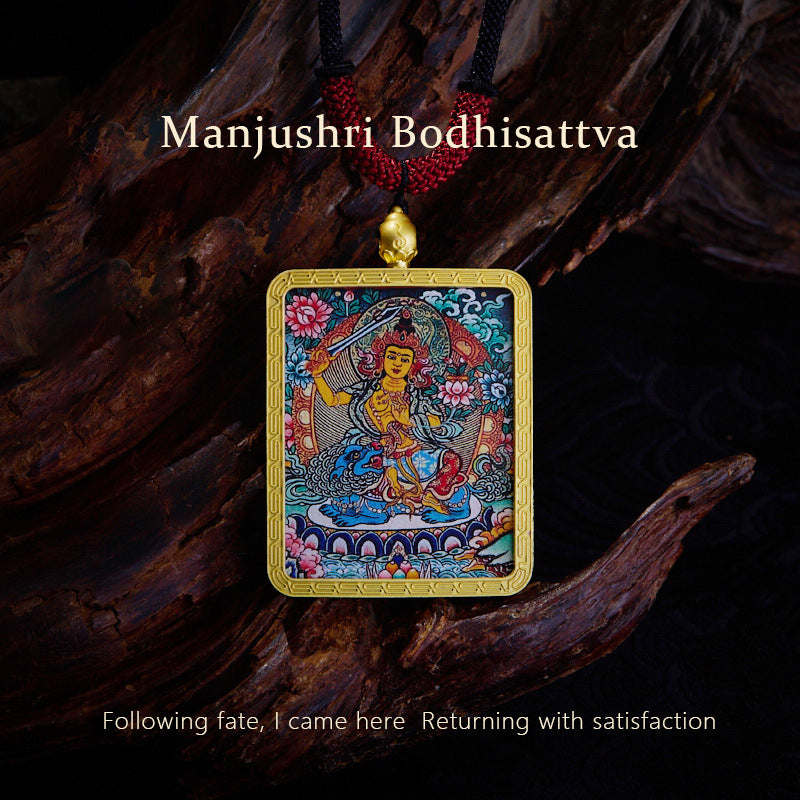 Tibetan gold thangka pendant necklace