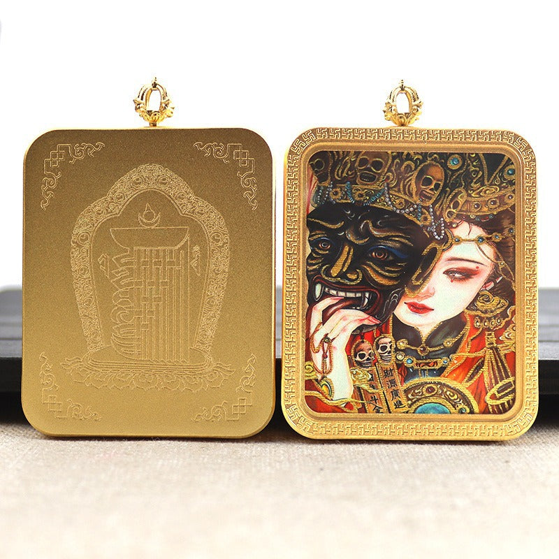 New titanium steel Tibetan thangka pendant necklace