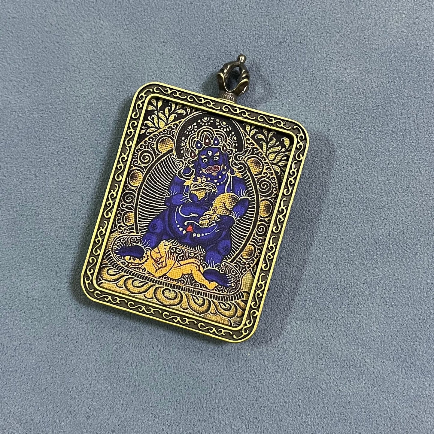 Black God of Wealth Thangka Brings wealth Beautiful pendant necklace Ancient Chinese pure painting art