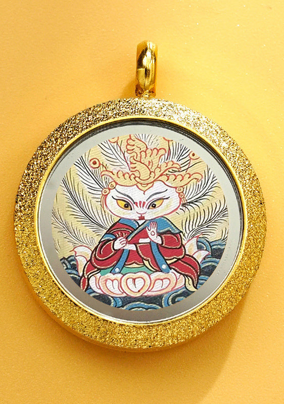 Matte Round Small Tangka Pendant Necklace