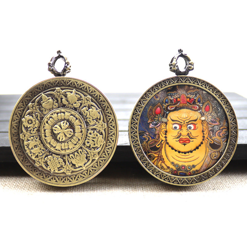 Bronze round thangka pendant