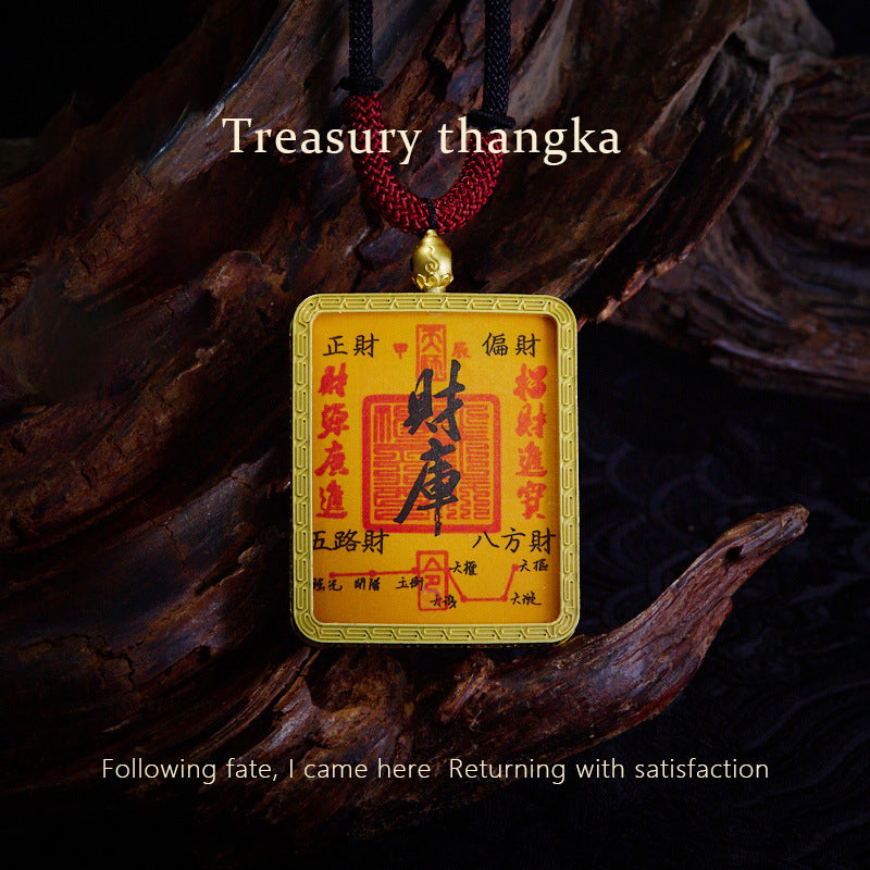 Tibetan gold thangka pendant necklace
