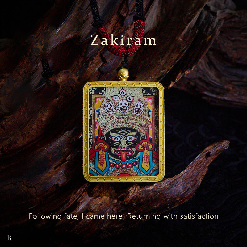 Tibetan gold thangka pendant necklace