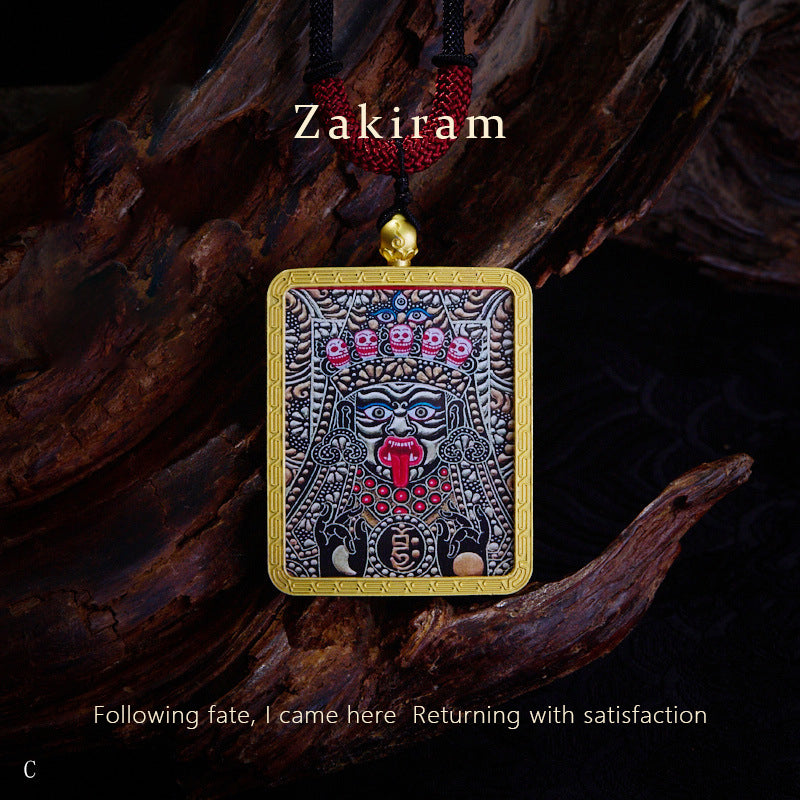 Tibetan gold thangka pendant necklace
