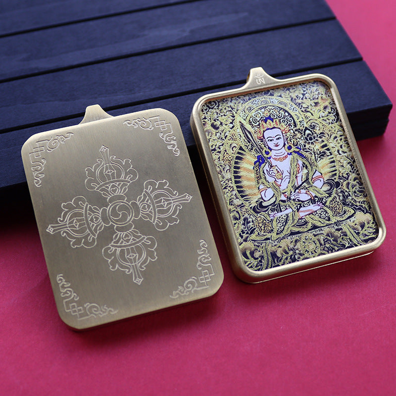 Titanium steel guardian thangka Beautiful Chinese Tibetan pendant necklace