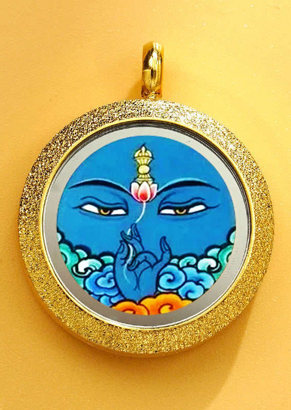 Matte Round Small Tangka Pendant Necklace