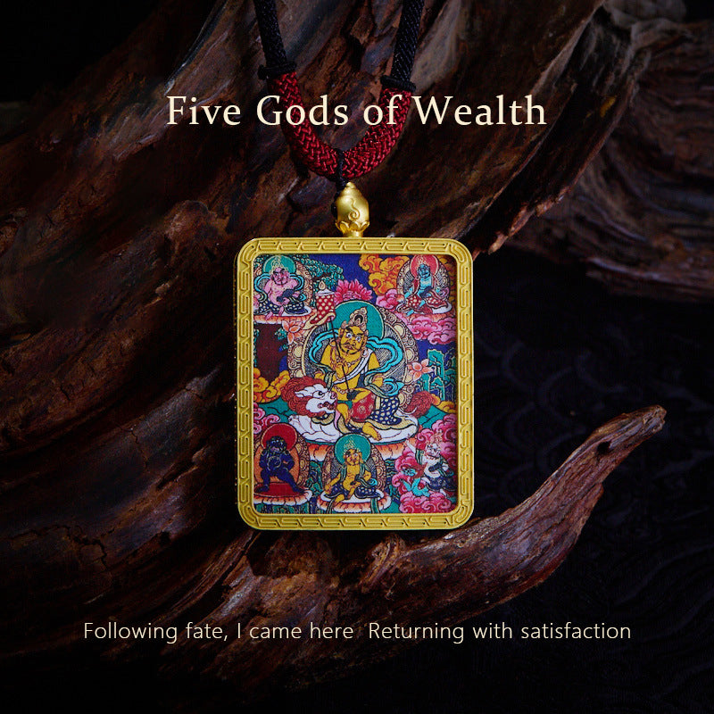 Tibetan gold thangka pendant necklace