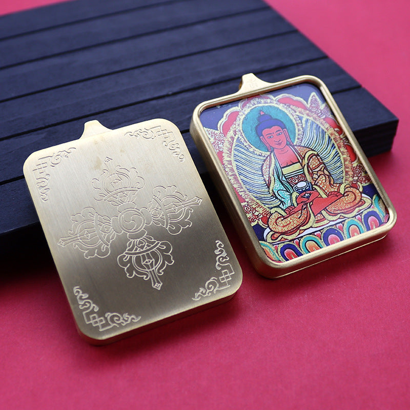 Titanium steel guardian thangka Beautiful Chinese Tibetan pendant necklace