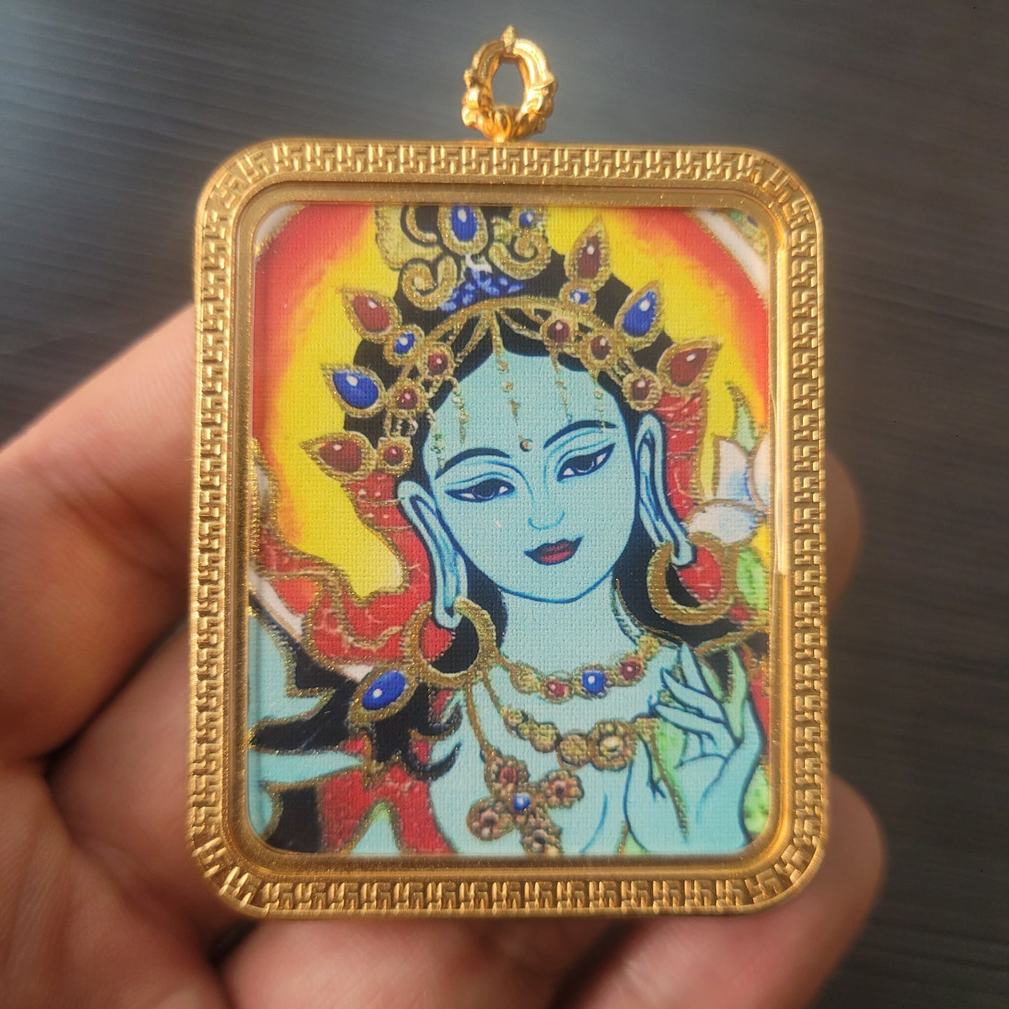 Tibetan Buddhism Intangible Cultural Heritage Thangka Pendant Necklace (Large Size) 1
