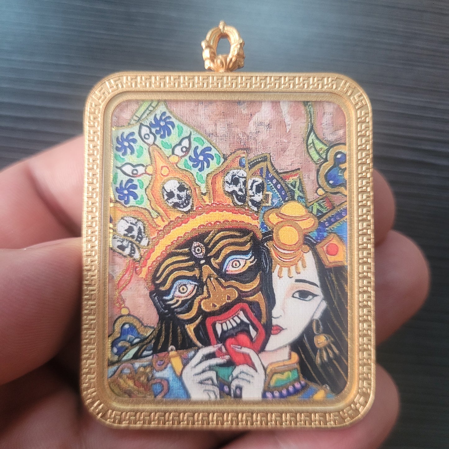 Tibetan Buddhism Intangible Cultural Heritage Thangka Pendant Necklace (Large Size) 1