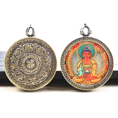 Bronze round thangka pendant