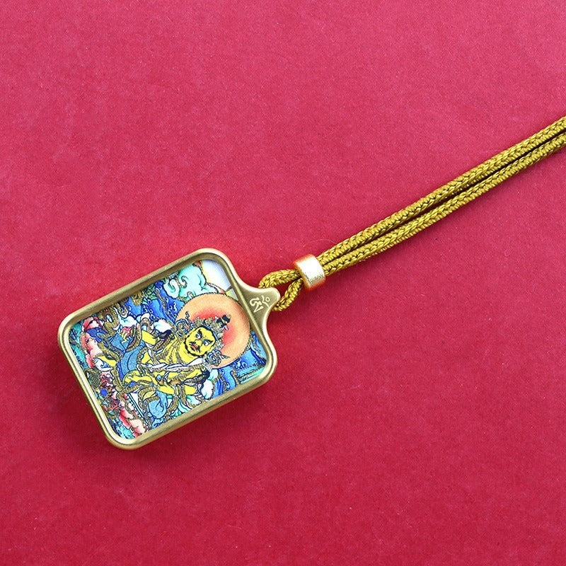 Titanium steel mini thangka pendant necklace Titanium steel mini thangka pendant necklace