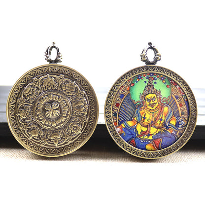Bronze round thangka pendant