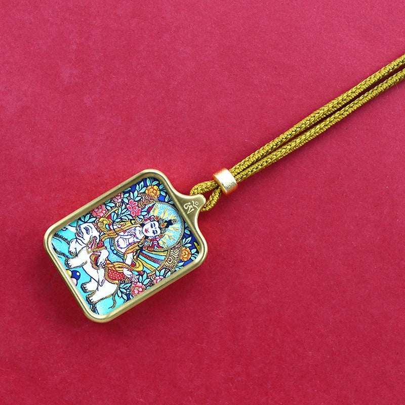 Titanium steel mini thangka pendant necklace Titanium steel mini thangka pendant necklace