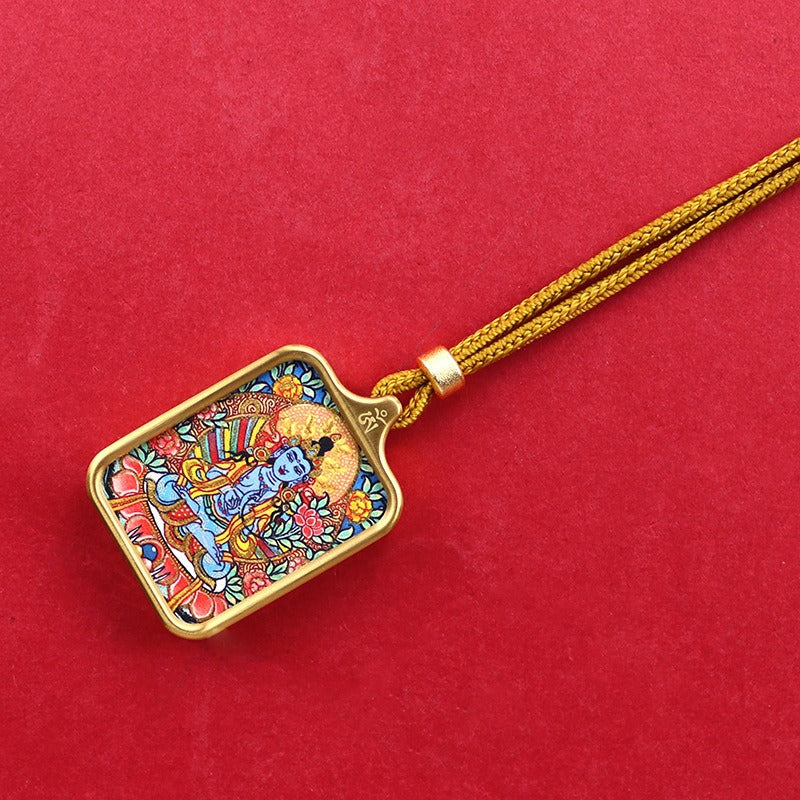Titanium steel mini thangka pendant necklace Titanium steel mini thangka pendant necklace