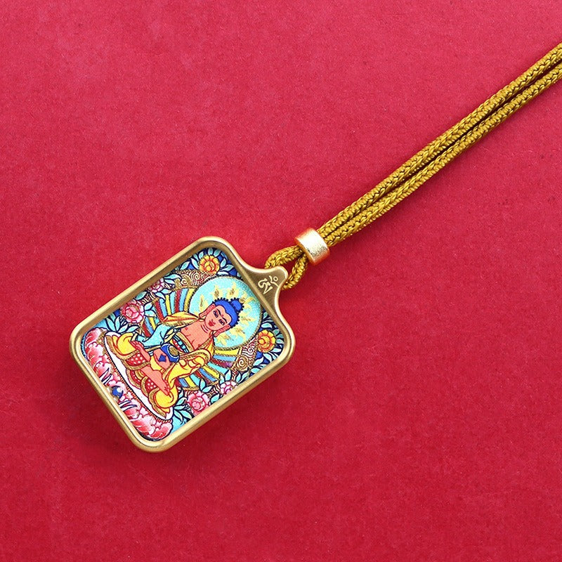 Titanium steel mini thangka pendant necklace Titanium steel mini thangka pendant necklace