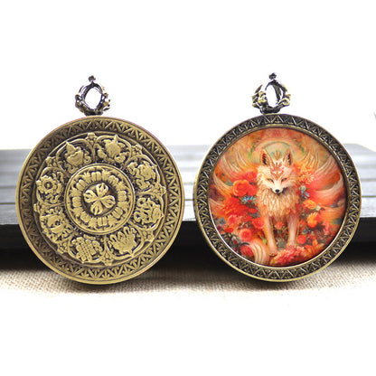 Bronze round thangka pendant