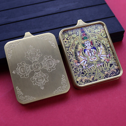 Titanium steel guardian thangka  Beautiful Chinese Tibetan pendant necklace