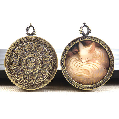 Bronze round thangka pendant