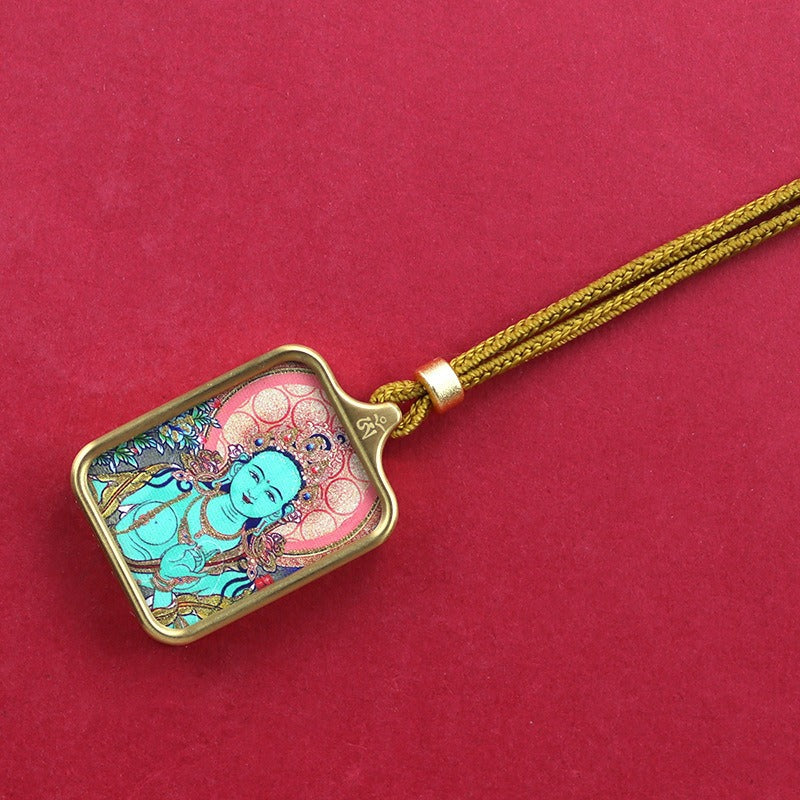Titanium steel mini thangka pendant necklace Titanium steel mini thangka pendant necklace