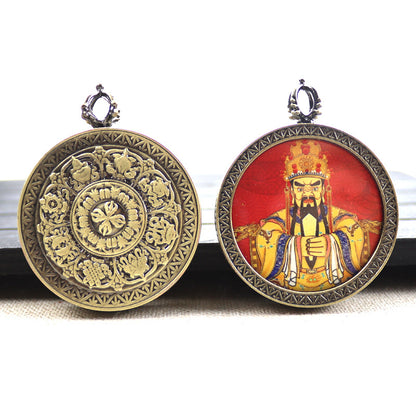Bronze round thangka pendant