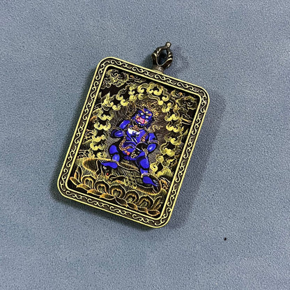 Black God of Wealth Thangka Brings wealth Beautiful pendant necklace Ancient Chinese pure painting art