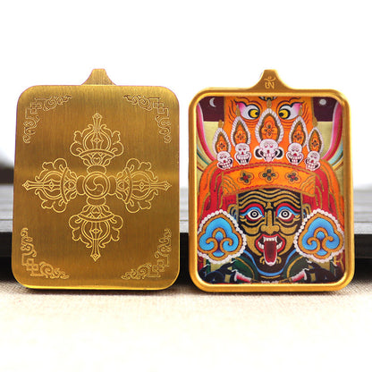 Titanium steel guardian thangka  Beautiful Chinese Tibetan pendant necklace
