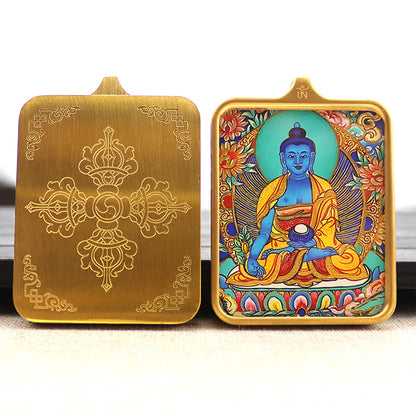 Titanium steel guardian thangka  Beautiful Chinese Tibetan pendant necklace