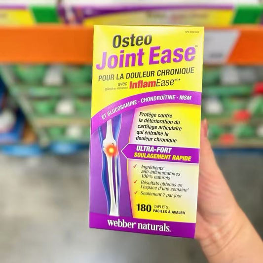 Webber Naturals (Canada) Osteo Joint Ease Joint Support Tablets, Glucosamine Chondroitin with MSM, 180 Caplets