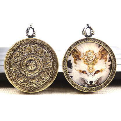 Bronze round thangka pendant