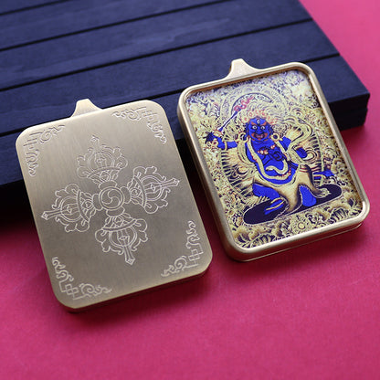 Titanium steel guardian thangka  Beautiful Chinese Tibetan pendant necklace