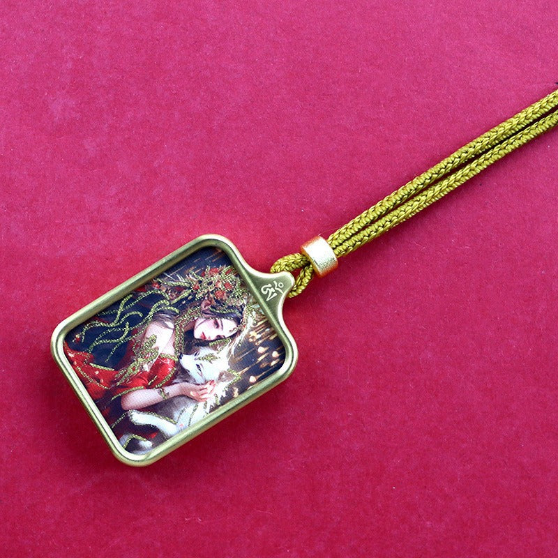 Titanium steel mini thangka pendant necklace Titanium steel mini thangka pendant necklace